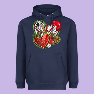 Baseball With Strawberry Hearts Heavyweight Hoodie Designed By Texasbilliewilder