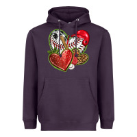 Plum baseball with strawberry hearts Heavyweight Hoodie - texasbilliewilder