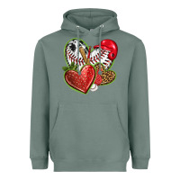 Sage baseball with strawberry hearts Heavyweight Hoodie - texasbilliewilder