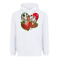 White baseball with strawberry hearts Heavyweight Hoodie - texasbilliewilder