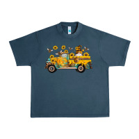Midnight Navy western bee gnomes truck sunflowers honeycomb beehive honey turquoise Urban Heavy Tee - Artiststas