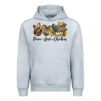 Heather Grey Western Peace Love Chickens Urban Hoodie - LillyAllenDesigns