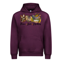 Mauve Wine Western Peace Love Chickens Urban Hoodie - LillyAllenDesigns