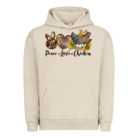 Pigment French Oak Western Peace Love Chickens Urban Hoodie - LillyAllenDesigns