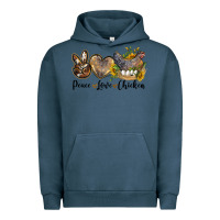 Pigment Midnight Navy Western Peace Love Chickens Urban Hoodie - LillyAllenDesigns
