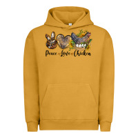 Pigment Peanut Butter Western Peace Love Chickens Urban Hoodie - LillyAllenDesigns