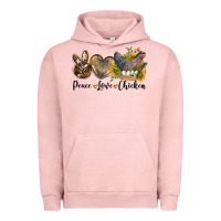 Pigment Salmon Western Peace Love Chickens Urban Hoodie - LillyAllenDesigns