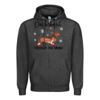 Charcoal Heather dachshund through the snow Zipper Hoodie - MaliasSmallBusiness