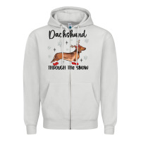 Dove Grey dachshund through the snow Zipper Hoodie - MaliasSmallBusiness