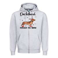 Heather Grey dachshund through the snow Zipper Hoodie - MaliasSmallBusiness