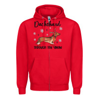 Red dachshund through the snow Zipper Hoodie - MaliasSmallBusiness