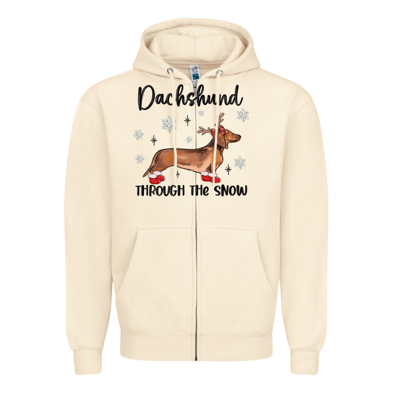 Dachshund Through The Snow Zipper Hoodie by MaliasSmallBusiness | Teevron