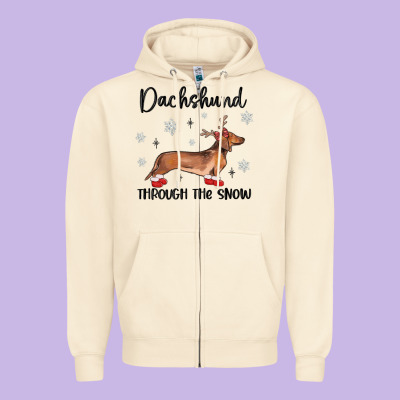 Zipper Hoodie dachshund through the snow