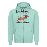 Seafoam dachshund through the snow Zipper Hoodie - MaliasSmallBusiness