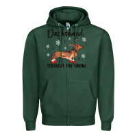 Sports Green dachshund through the snow Zipper Hoodie - MaliasSmallBusiness