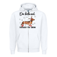 White dachshund through the snow Zipper Hoodie - MaliasSmallBusiness
