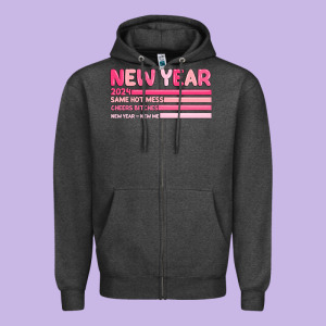 2024 New Year Zipper Hoodie Designed By Maliassmallbusiness