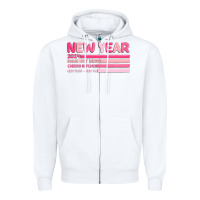 White 2024 new year Zipper Hoodie - MaliasSmallBusiness