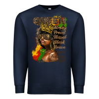 Navy afro queen juneteenth Premium Sweatshirt - HRA Design Shop