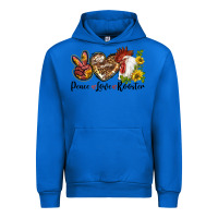 Cobalt Peace Love Rooster With Sunflowers Urban Hoodie - LillyAllenDesigns