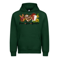 Forest Green Peace Love Rooster With Sunflowers Urban Hoodie - LillyAllenDesigns
