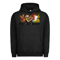 Pigment Black Peace Love Rooster With Sunflowers Urban Hoodie - LillyAllenDesigns