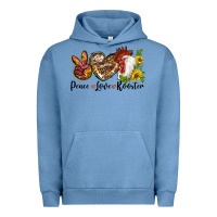 Pigment Pebble Blue Peace Love Rooster With Sunflowers Urban Hoodie - LillyAllenDesigns