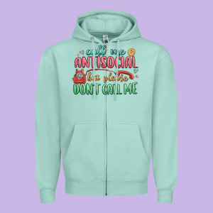 Call Me Antisocial But Please Dont Call Me Zipper Hoodie Designed By Maliassmallbusiness