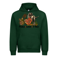 Forest Green Western Peace Love T-Rex Urban Hoodie - LillyAllenDesigns