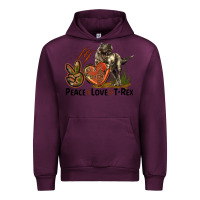 Mauve Wine Western Peace Love T-Rex Urban Hoodie - LillyAllenDesigns