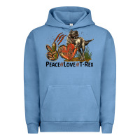 Pigment Pebble Blue Western Peace Love T-Rex Urban Hoodie - LillyAllenDesigns