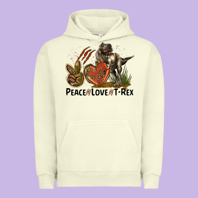 Western Peace Love T-rex Urban Hoodie Designed By Lillyallendesigns