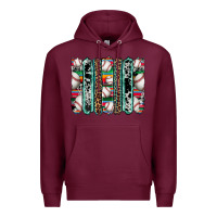 Burgundy baseball serape cowhide turquoise leopard glitter  brushstrokes Premium Hoodie - Artiststas