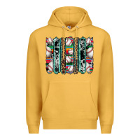 Mustard baseball serape cowhide turquoise leopard glitter  brushstrokes Premium Hoodie - Artiststas