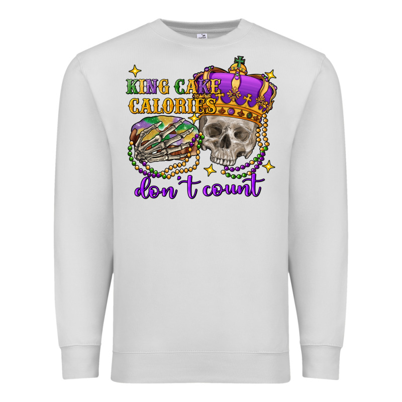 King Cake Calories Don't Count Skull Premium Sweatshirt by FaDigitalArtStudio | Teevron
