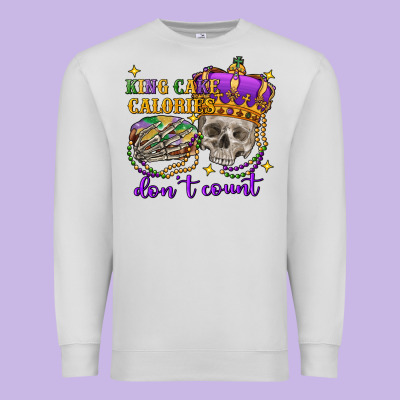 King Cake Calories Don't Count Skull Premium Sweatshirt Designed By Fadigitalartstudio