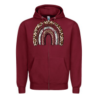 Burgundy Cheetah rainbow Zipper Hoodie - MaliasSmallBusiness