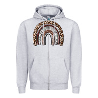 Heather Grey Cheetah rainbow Zipper Hoodie - MaliasSmallBusiness