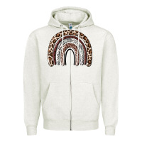 Oatmeal Heather Cheetah rainbow Zipper Hoodie - MaliasSmallBusiness