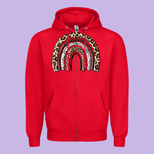 Cheetah Rainbow Zipper Hoodie Designed By Maliassmallbusiness