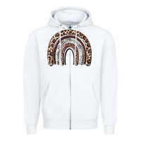 White Cheetah rainbow Zipper Hoodie - MaliasSmallBusiness