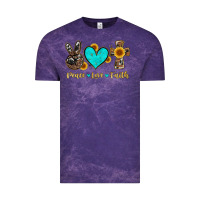 Cloud Purple peace love faith with cros and sunflower Vintage Tee - Artiststas