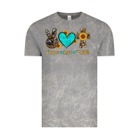 Peace Love Faith With Cros And Sunflower Vintage Tee | Teevron