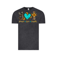 Vintage Black peace love faith with cros and sunflower Vintage Tee - Artiststas
