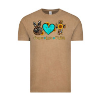Vintage Coffee peace love faith with cros and sunflower Vintage Tee - Artiststas