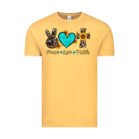 Vintage Mustard peace love faith with cros and sunflower Vintage Tee - Artiststas