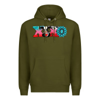 Army Green xoxo with cow Premium Hoodie - AdoDesignShop