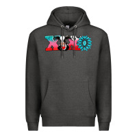 Charcoal Heather xoxo with cow Premium Hoodie - AdoDesignShop