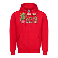 Red go sit on a cactus Zipper Hoodie - MaliasSmallBusiness
