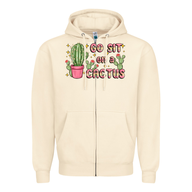 Go Sit On A Cactus Zipper Hoodie by MaliasSmallBusiness | Teevron